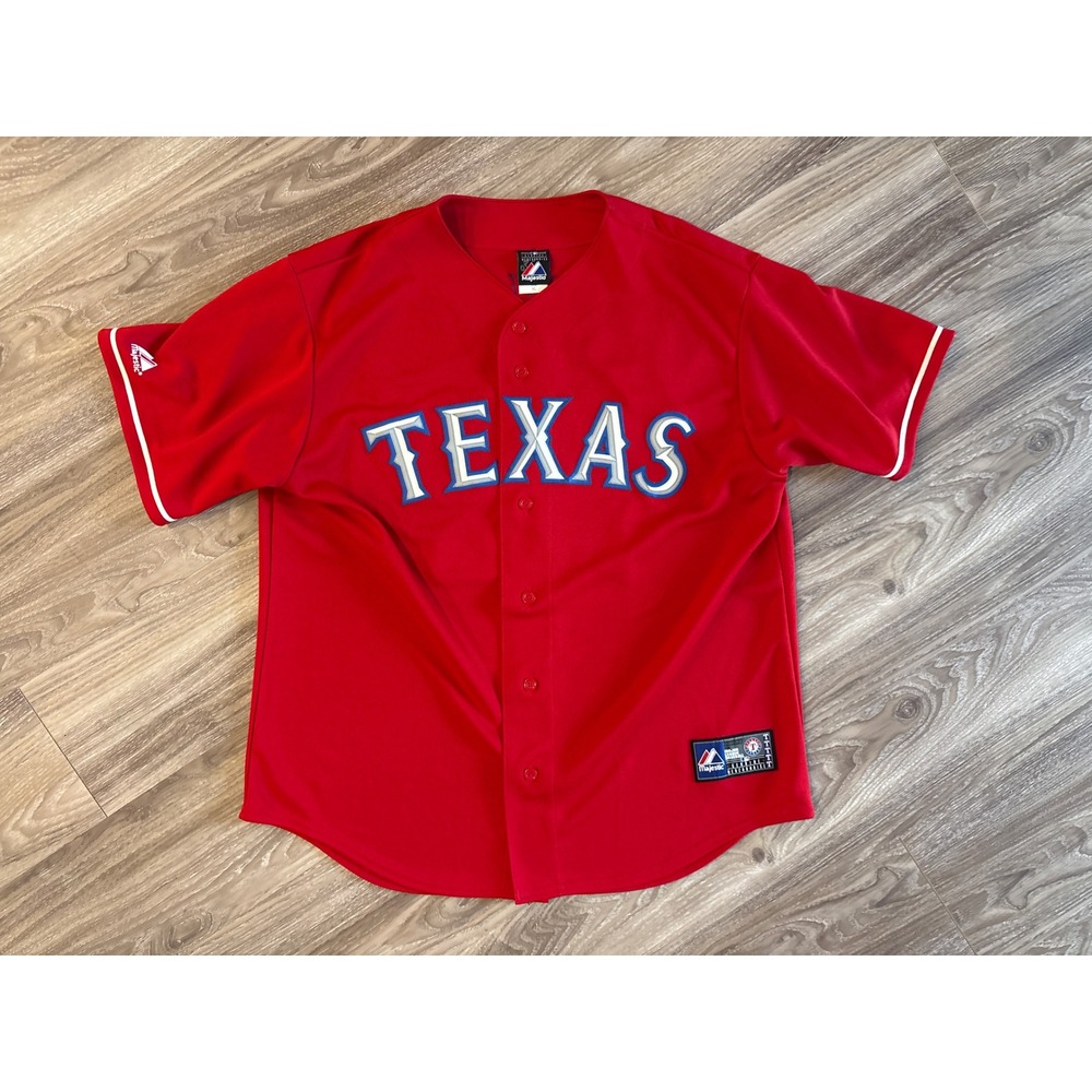 Vintage Majestic Texas Rangers Josh Hamilton 32 Red Jersey Mens XL Made in USA